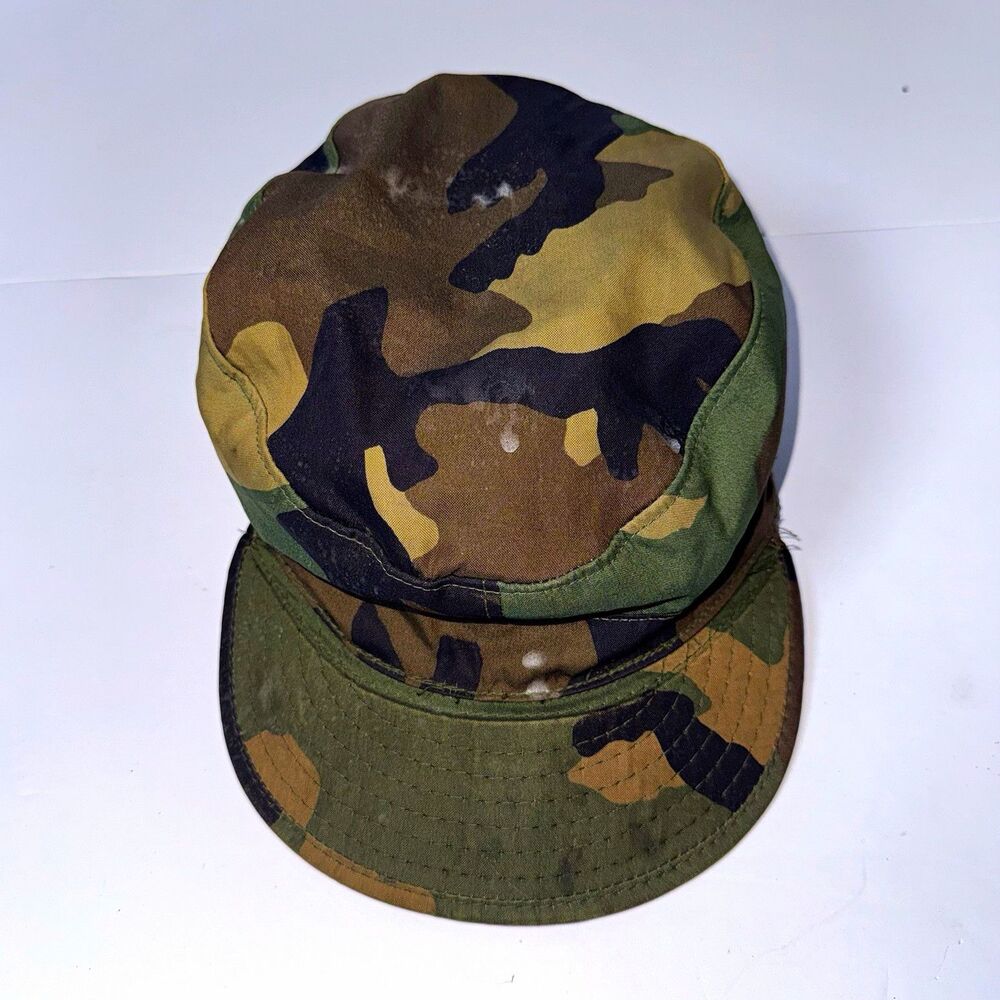 Official Issued Woodland Camouflage Combat Cap Hat Size 7 1/4 Militaria Theme
